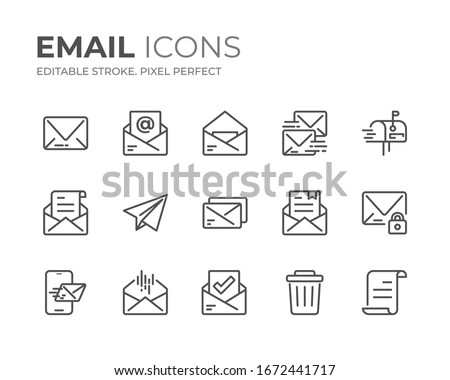 Simple Set of Email Line Icons. Editable Stroke. Pixel Perfect.