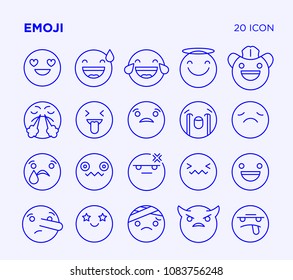 Simple Set of emoji faces. Vector Line Icons. Editable Stroke. Pixel Perfect.