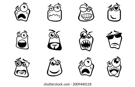simple set emoticon black color