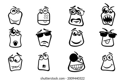 simple set emoticon black color