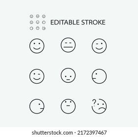 Simple Set of Emotions Related Vector Line Icons. Contains such Icons as Emotions. Editable Stroke. 72x72 Pixel Perfect.