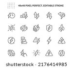 Simple Set of Energy Related Vector Line Icons. Contains such Icons as Energy Costs, Burn, Eco Friendly Power and more. Editable Stroke. 48x48 Pixel Perfect.