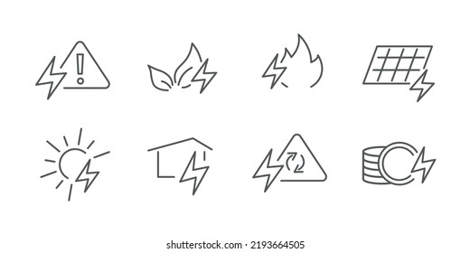 Simple Set of Energy Related Vector Line Icons