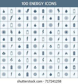 Simple Set of Energy Related Vector Icons. Contains such Icons as Electricity, Power, Battery, Sun, Electric, Lightning and more.