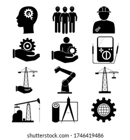 Simple Set of Engineering Related Vector Line Icons.