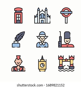 Simple Set England Vector Color Icons