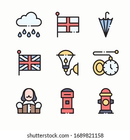 Simple Set England Vector Color Icons