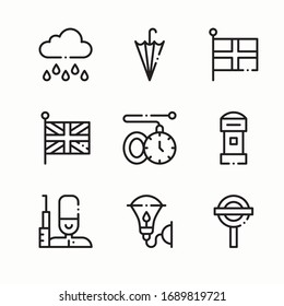 Simple Set England Vector line Icons