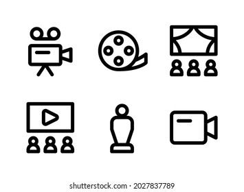 Simple Set of Entertainment Related Vector Line Icons. Contains Icons as Trophy, Camera, Movie, Theater and more.