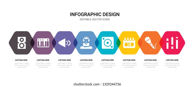 simple set of equalizer, microphone, calendar, speaker icons, contains such as icons dj, volume, keyboard, speaker and more. 64x64 pixel perfect. editable vector set