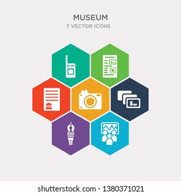 simple set of exhibition, sarcophagus, postcards, photographic icons, contains such as icons remains, panel, electronics and more. 64x64 pixel perfect. infographics vector