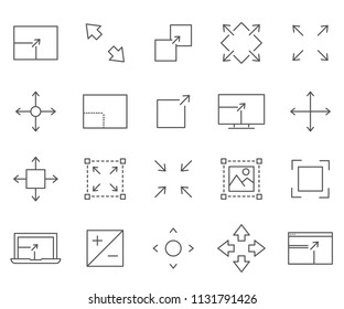 Simple Set of expand Related Vector Line Icons. Contains such Icons as  extend, widen, develop, increase, scale and more. 