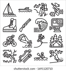 Simple Set of Extreme Outdoor Activities Related Vector Line Icons