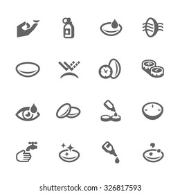 Simple Set Of Eye Lens Related Vector Icons For Your Design.