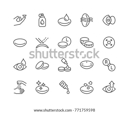 Simple Set of Eye Lens Related Vector Line Icons. 
Contains such Icons as Protection Container, Eyedropper and more.
Editable Stroke. 48x48 Pixel Perfect.