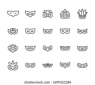 Simple set of eye mask icons in trendy line style. Modern vector symbols, isolated on a white background. Linear pictogram pack. Line icons collection for web apps and mobile concept.