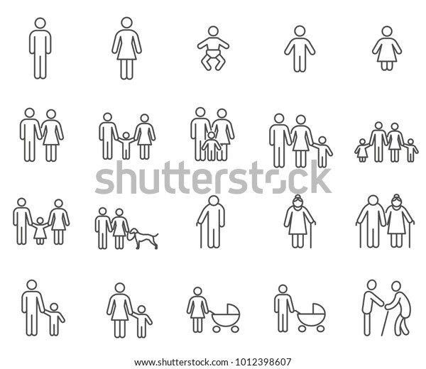 Simple Set Family Related Vector Line Stock Vector (Royalty Free ...