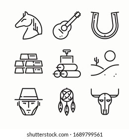 Simple Set Far West Vector line Icons