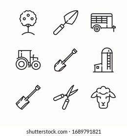 Simple Set In The Farm Vector line Icons