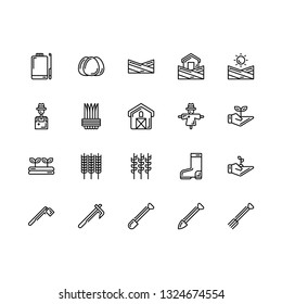 Simple Set of Farming and Gardening Related Vector Icons. Editable Stroke. Pixel Perfect.