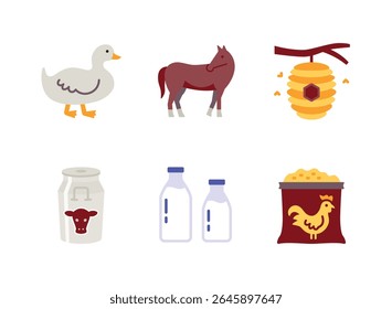 Simple Set of Farming Related Line Icons. Contains Icons as Duck, Horse, Beehive and more.
