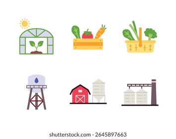 Simple Set of Farming Related Line Icons. Contains Icons as Greenhouse, Vegetable Basket, and more.