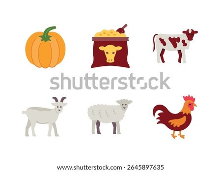 Simple Set of Farming Related Line Icons. Contains Icons as Pumpkin, Cow Feed, Goat and more.