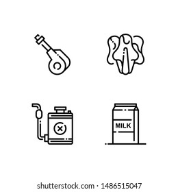 Simple Set of farming Related Vector Line Icons. Contains such Icons as leaf blower, lettuce, pesticide, milk.