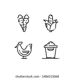 Simple Set of farming Related Vector Line Icons. Contains such Icons as carrots, corn, chicken, bucket.