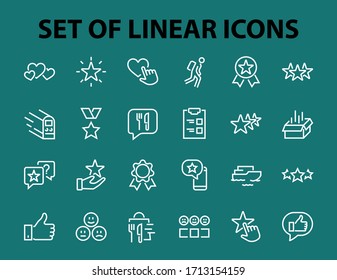 Simple Set Feedback, reviews thin line icons. Evaluation, review, STAR, LIKE and much more, Editable stroke. Vector illustration.