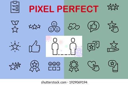 Simple Set Feedback, reviews thin line icons. Evaluation, review, STAR, LIKE and much more, Editable stroke. Vector illustration.