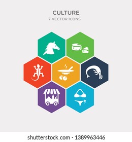 simple set of female bikini piece, food stall, fried shrimp, gazpacho icons, contains such as icons gecko top view shape, goat cheese, horse head and more. 64x64 pixel perfect. infographics vector