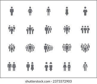 Simple Set of figure Related Vector Line Icons. Vector collection of human, pictogram, people, group, discussion, meeting, profile and design elements symbols or logo element.