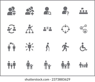 Simple Set of figure Related Vector Line Icons. Vector collection of human, pictogram, people, group, discussion, meeting, profile and design elements symbols or logo element.