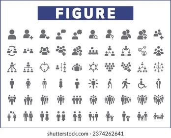 Simple Set of figure Related Vector Line Icons. Vector collection of human, pictogram, people, group, discussion, meeting, profile and design elements symbols or logo element.