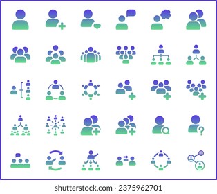 Einfache Set von Bildsymbolen für Vektorlinien. Vektorgrafik von Symbolen oder Logoelementen für Menschen, Piktogramme, Personen, Gruppen, Diskussionen, Treffen, Profile und Design.