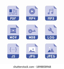 Simple Set File Extension Vector Color Icons