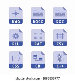 Simple Set File Extension Vector Color Icons