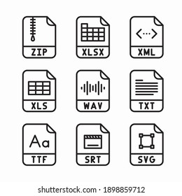 Simple Set File Extension Vector line Icons