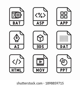 Simple Set File Extension Vector line Icons