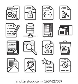 Simple Set of File and Folder Related Vector Line Icons