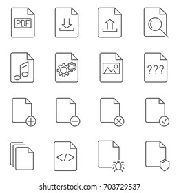 Simple Set of file Related Vector Line Icons. Contains Icons of different types of files.