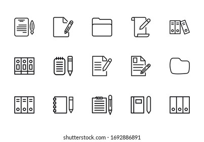 Simple set of Files modern thin line icons. Trendy design. Pack of stroke icons. Vector illustration isolated on a white background. Premium quality symbols.
