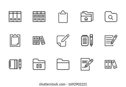 Simple set of Files modern thin line icons. Trendy design. Pack of stroke icons. Vector illustration isolated on a white background. Premium quality symbols.
