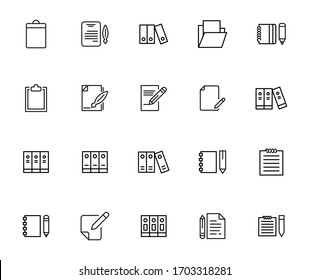 Simple set of Files modern thin line icons. Trendy design. Pack of stroke icons. Vector illustration isolated on a white background. Premium quality symbols.
