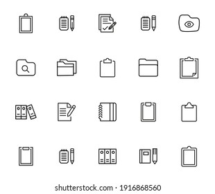 Simple set of files modern thin line icons. Trendy design. Pack of stroke icons. Vector illustration isolated on a white background. Premium quality symbols.