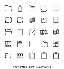 Simple set of files modern thin line icons. Trendy design. Pack of stroke icons. Vector illustration isolated on a white background. Premium quality symbols.