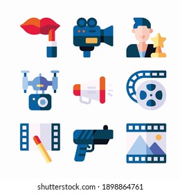 Simple Set Film Industry Vector Color Icons