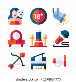 Iconos de color de la industria cinematográfica de ajuste simple