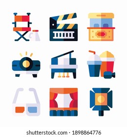 Simple Set Film Industry Vector Color Icons